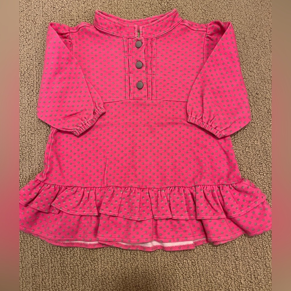 12M pink and grey polka dot ruffle tunic